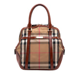 Small Leather Trimmed House Check Canvas Bridle Orchard Satchel